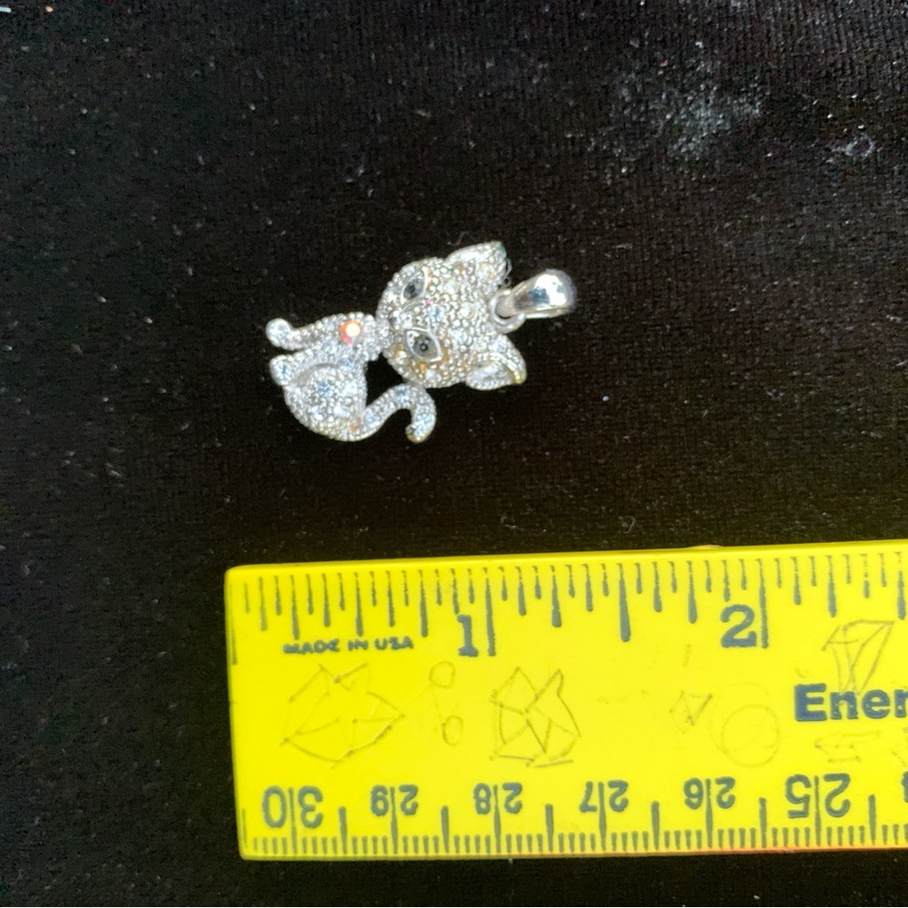 Sparkling Cat Pendant with Crystals